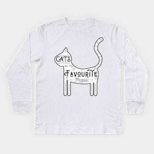 Cats Are My Favorite People, White Background, UK Spelling Kids Long Sleeve T-Shirt